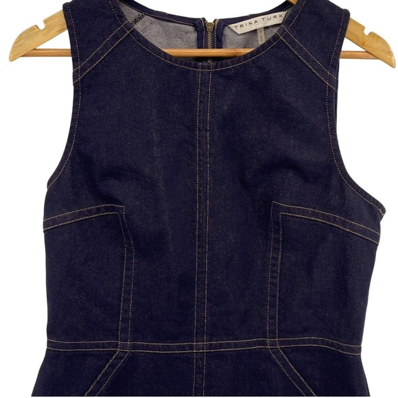TRINA TURK Petit Rouge Dark Blue Sleeveless Denim Dress Size 8  MSRP $298.00‎ - Picture 7 of 10